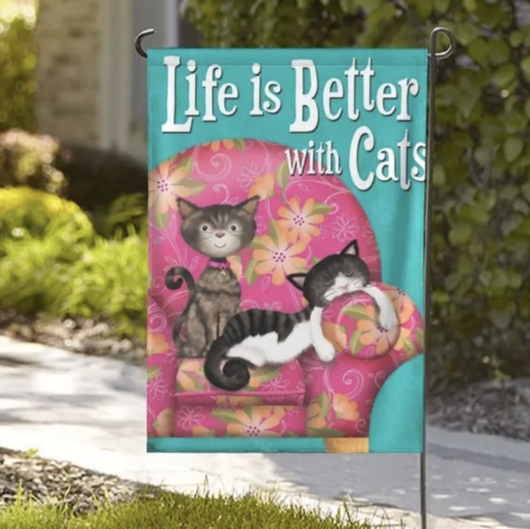 Garden Flag 😺😹"Life Is Better With Cats 😻 12.5" X 18" Fade Resistance Durabl… - Picture 2 of 6